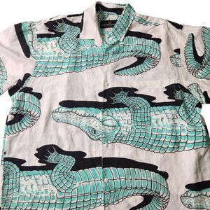 Vintage 80s Cactus Club Los Angeles Crocodile Allover Print Button-Up Shirt Sz L